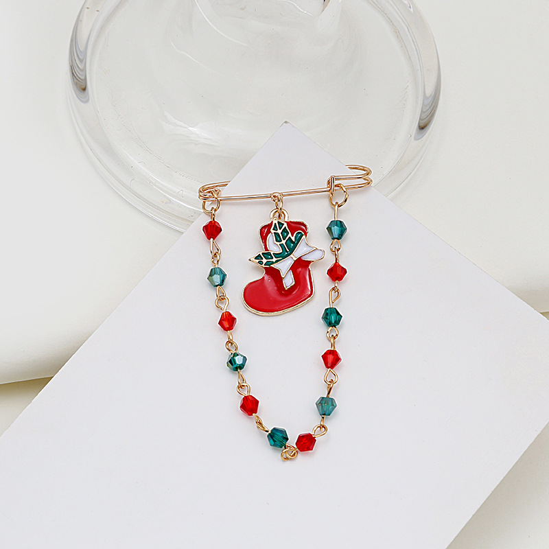 European and American fashionable, sweet and cute cartoon color oil drip Santa Claus, reindeer snowman brooch, collar pin, badge accessory Specification drawing