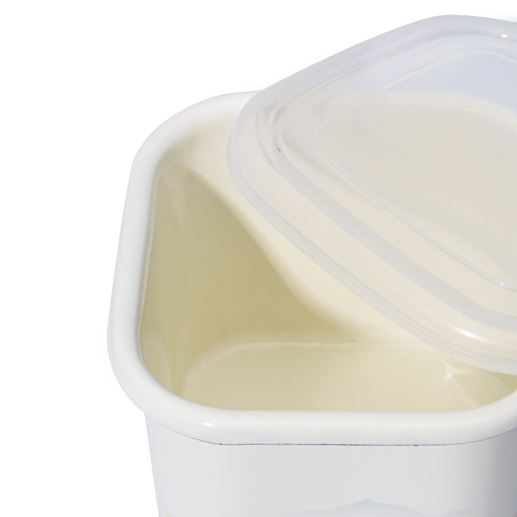 Multi-purpose square TPE lid enamel food storage box with sealed lid, food refrigerator storage box manufacturer for sale details Picture