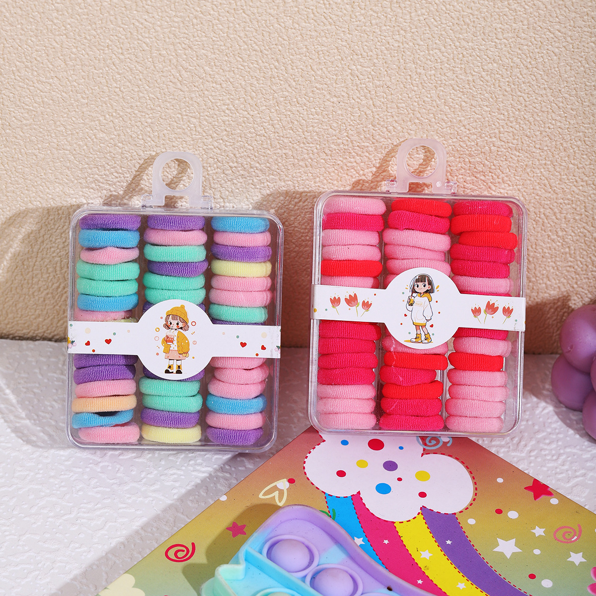 Infant and toddler hair band, plush hair tie, spring and summer girls' cute thumb ring, high-elasticity headwear that won't damage babies' hair details Picture