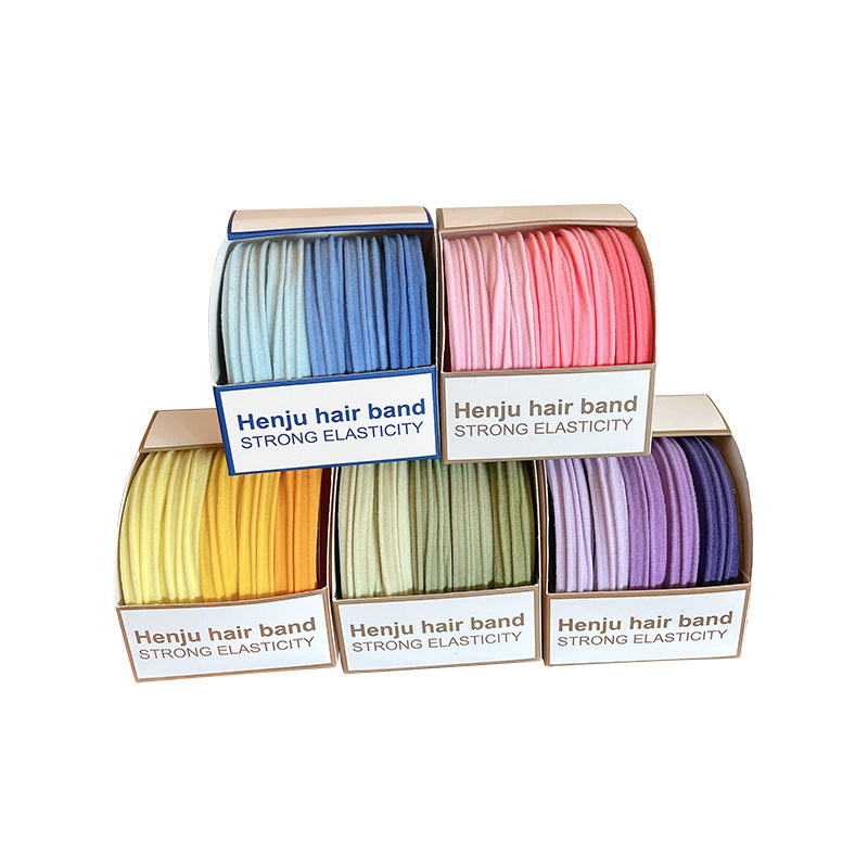 Colorful high-elasticity towel bands, seamless hair ties, high ponytail hair bands, hair accessories, simple basic leather band headwear Item Picture