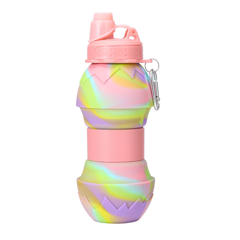 Wholesale silicone folding water cups, outdoor sports water bottles, cross-border new products, creative eggshell telescopic portable silicone water cups Item Picture