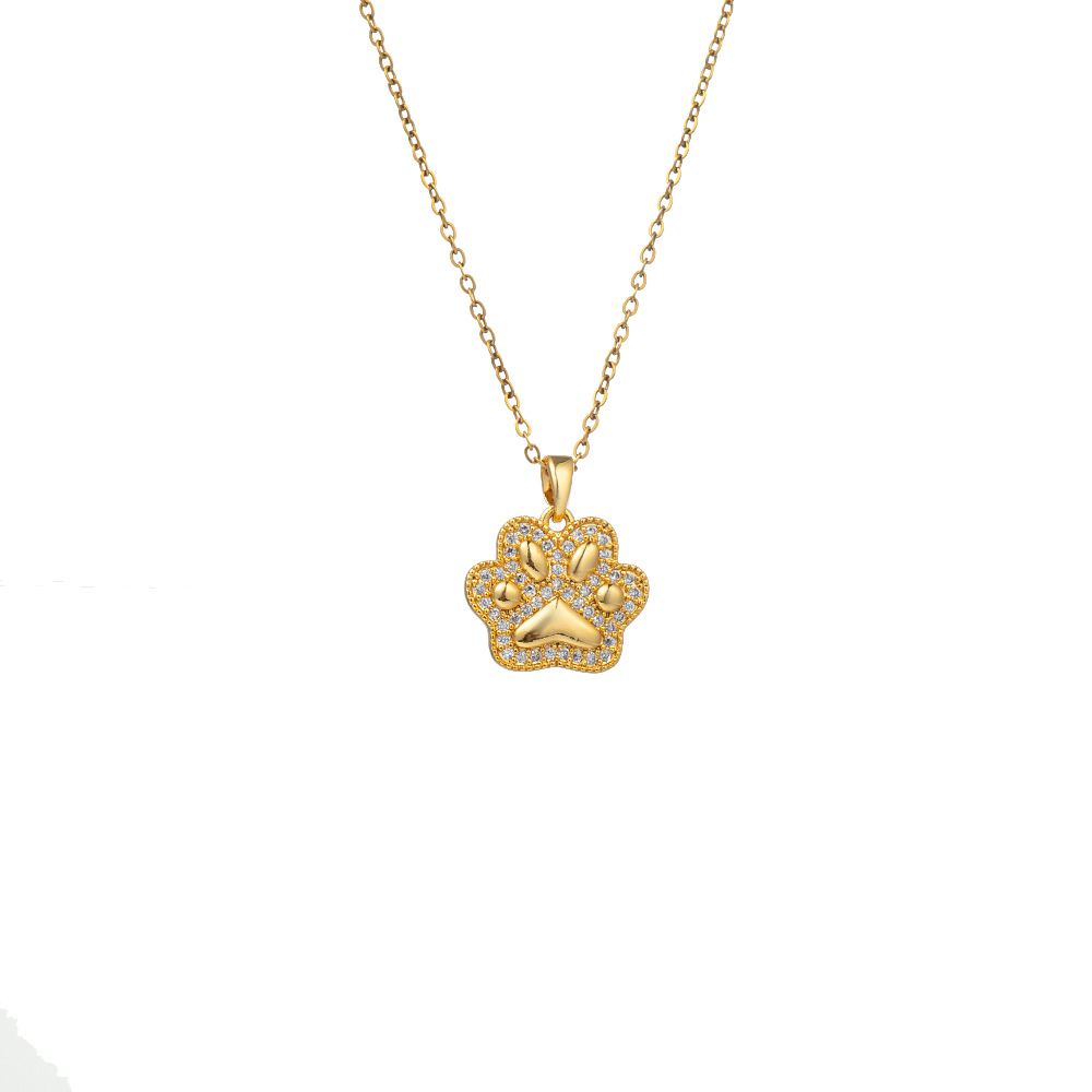 Japanese and Korean light luxury cute cat paw pendant titanium steel necklace for women, simple and versatile fashion collarbone chain, popular high-end accessory Item Picture