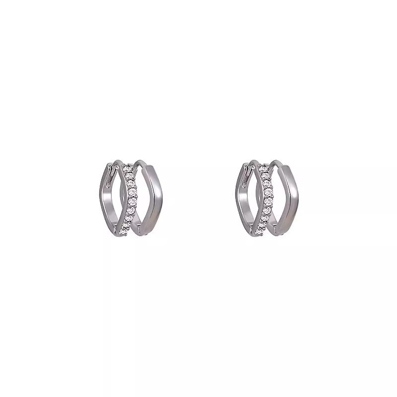 925 Silver needle high-end fashion, versatile, simple square ear buckles, light luxury four-piece set earrings, cold style ring earrings Item Picture