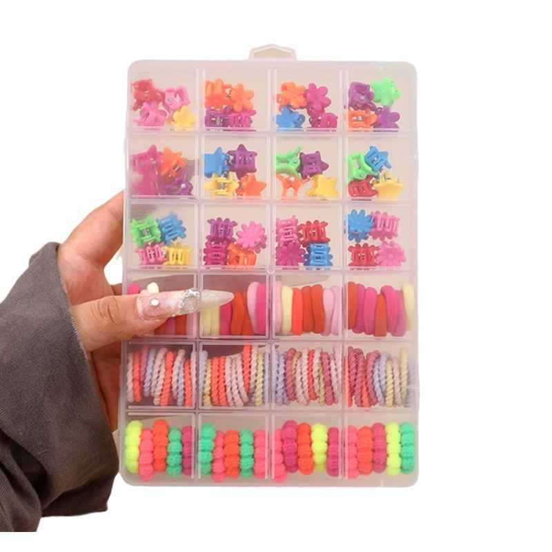 The new flower-shaped rubber band is cute and won't hurt hair. It's a hair tie, rubber band, girls' storage box, small grab, and girls' hair accessory Item Picture
