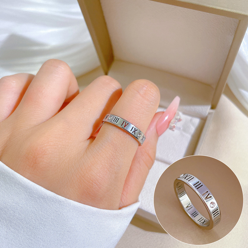【 Non-fading 】 Minimalist text titanium steel cold style dance ring for men and women, trendy and simple food rings on Instagram details Picture