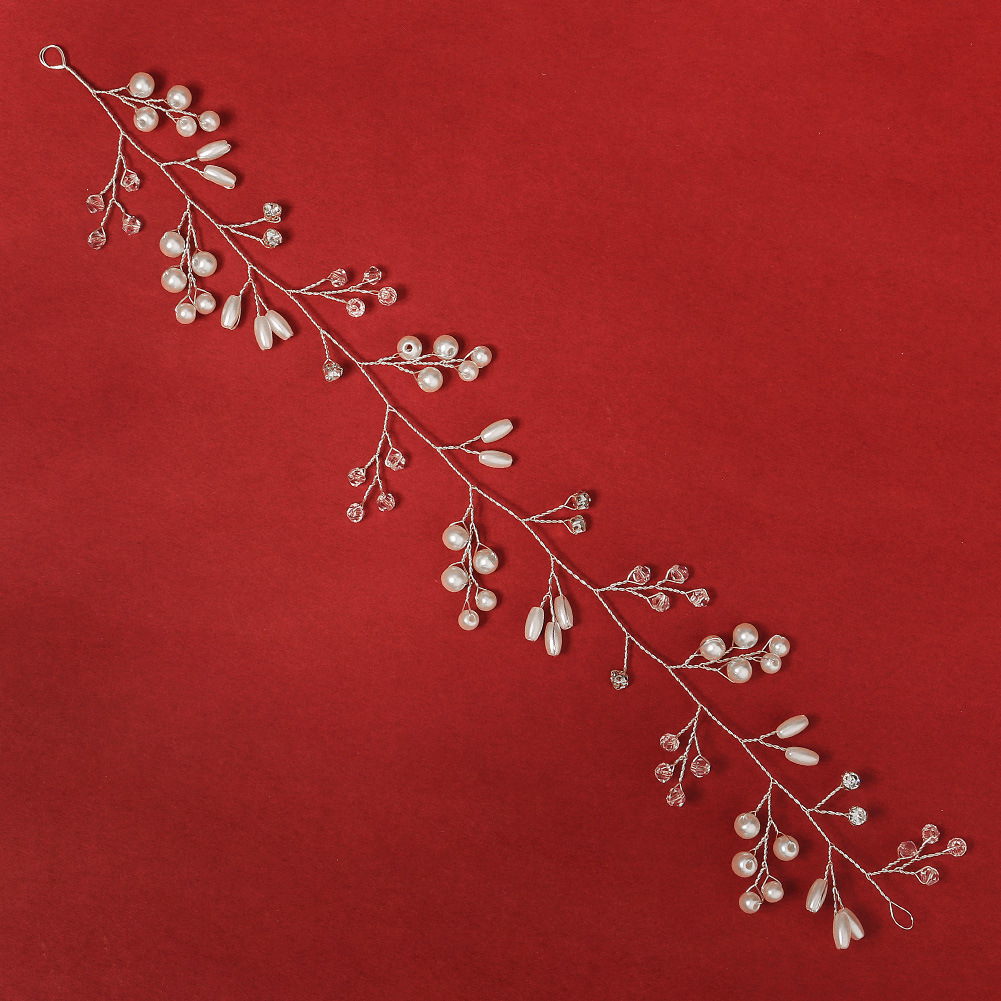Korean-style wedding accessories, ins handcrafted beaded bride headband, banquet dress, updo headwear, pearl crystal headband Application Scenario