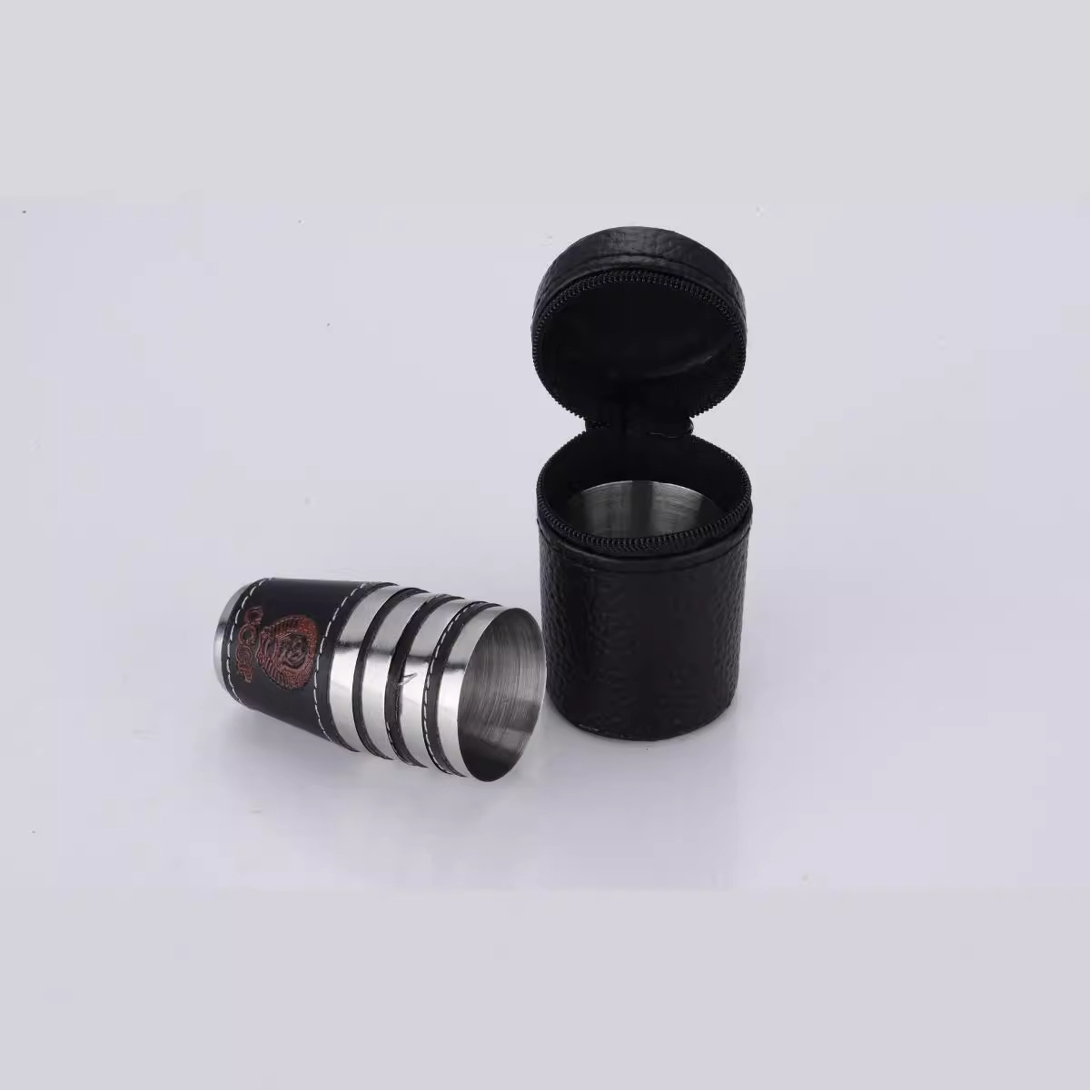 Zipper large cup set, portable mini stainless steel mouth cup wholesale, creative stainless steel wine glass, beer glass details Picture