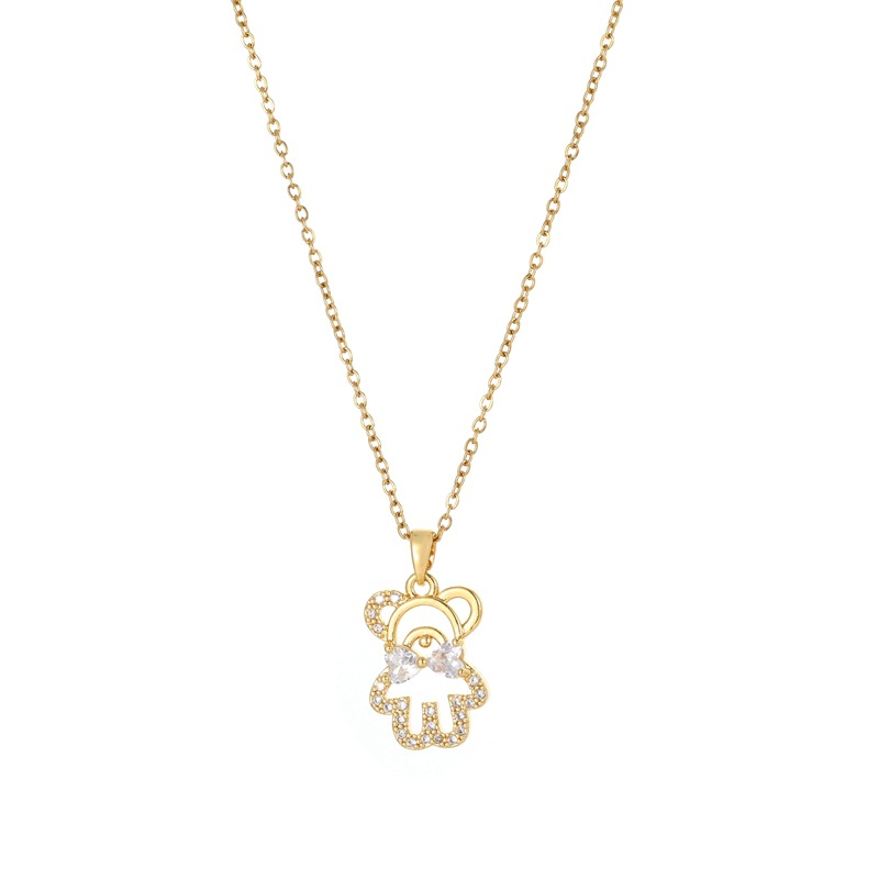The new Korean version full diamond bear necklace is a unique and stylish collarbone chain that is popular on Instagram for women. It is a rare and versatile light luxury accessory Item Picture