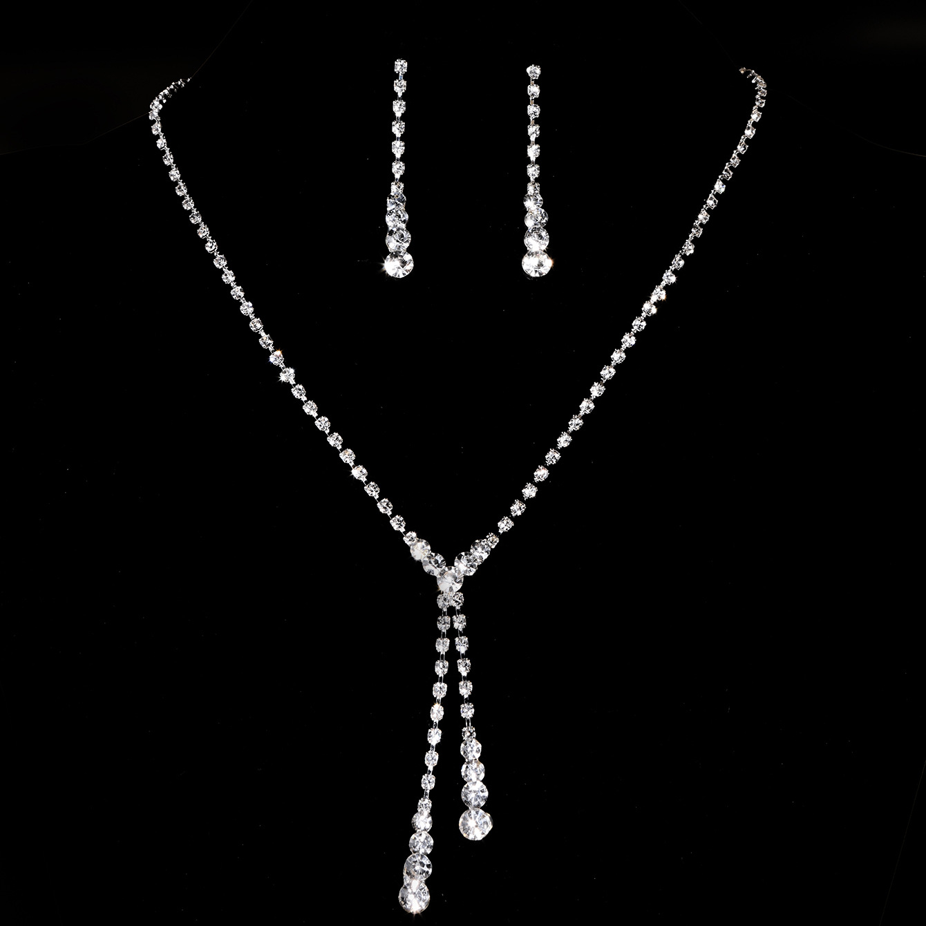 New European and American bride teardrop set necklace earrings Cross-border wish Shining wedding accessories for women N6194 full figure