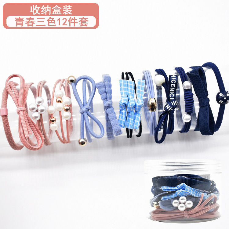12-piece set: Korean fresh and simple basic hair tie, hair accessory, ponytail, rubber band, sweet hair tie and hair band Specification drawing