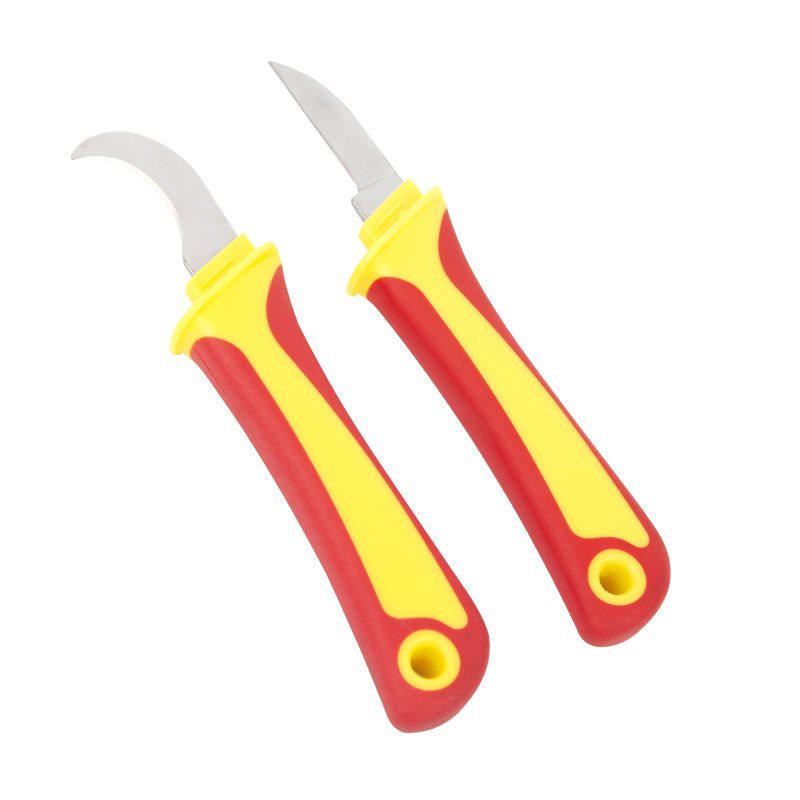 Electrician's wire stripping, wooden handle electrician's knife, straight edge, curved edge, professional electrician's tool, folding knife, stripping tool Item Picture
