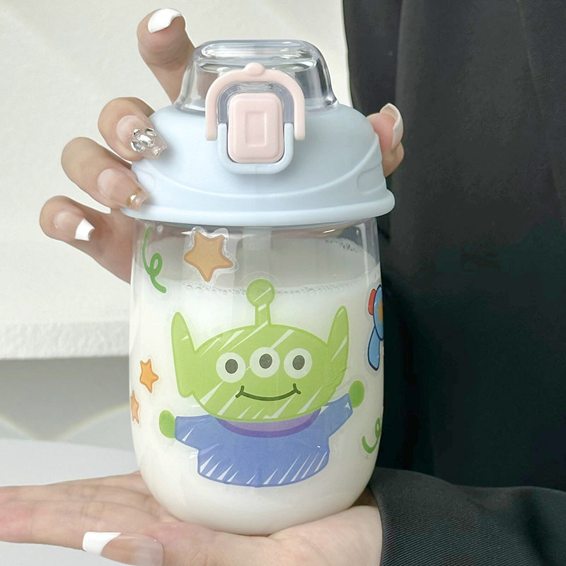 Girls' water cup, high-temperature resistant, Ins-style cute stickers, girls' straw cup, portable large-capacity cup, bouncing cup Specification drawing