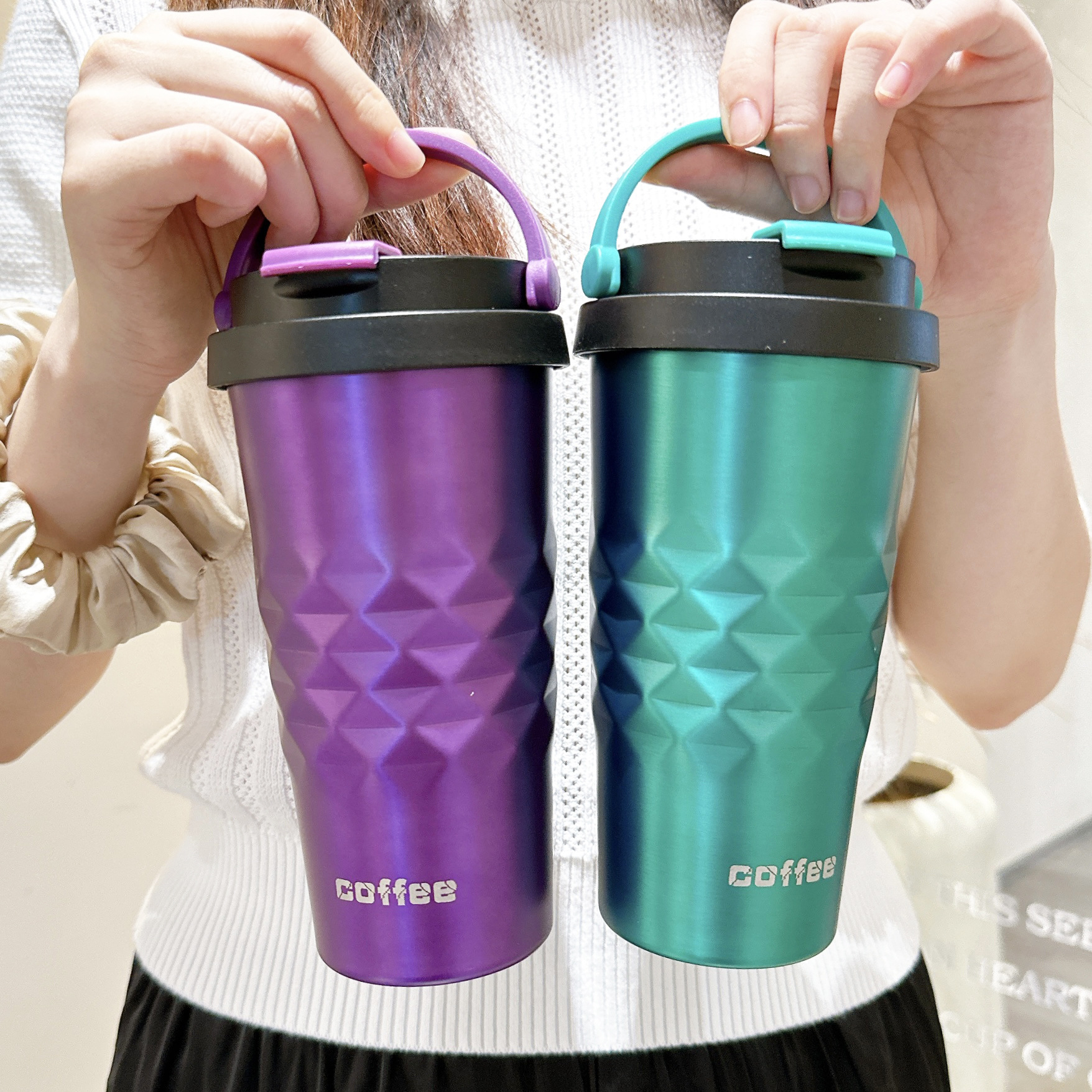 Simple ins insulated cup, high appearance level portable hand-held coffee cup, anti-slip brushed stainless steel insulated cup for office use Specification drawing