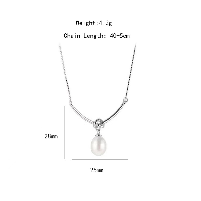 Titanium steel simple knot pearl necklace, fashionable and individual collarbone chain, niche design, elegant and versatile accessory Item Picture