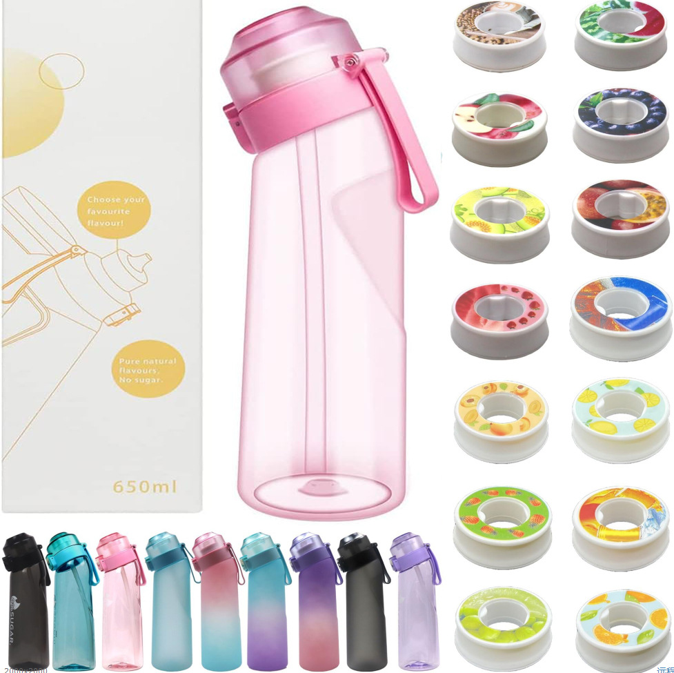 Cross-border new 650ML outdoor sports fun water cup with 14-flavor aroma ring plastic cup Tritan fruit-flavored cup Application Scenario