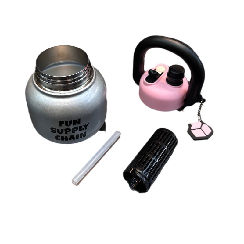 Trendy carrying pot for girls, high appearance level, insulated cup, double drinking, 316 stainless steel, simple water cup, handle with tea bin Item Picture