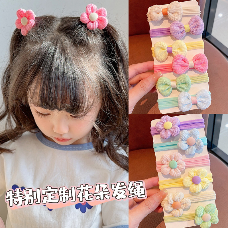 Children's hair ties are cute and won't hurt hair. They have good elasticity. Baby rubber bands, bows, flower towel loops, and little girls' hair bands details Picture