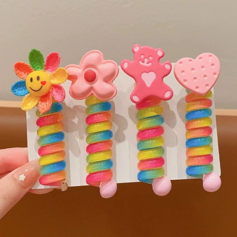 Children's curly phone cord hair tie, girls' high ponytail hair tie, durable, high elasticity, no damage to hair, new style hair tie hair accessory Specification drawing