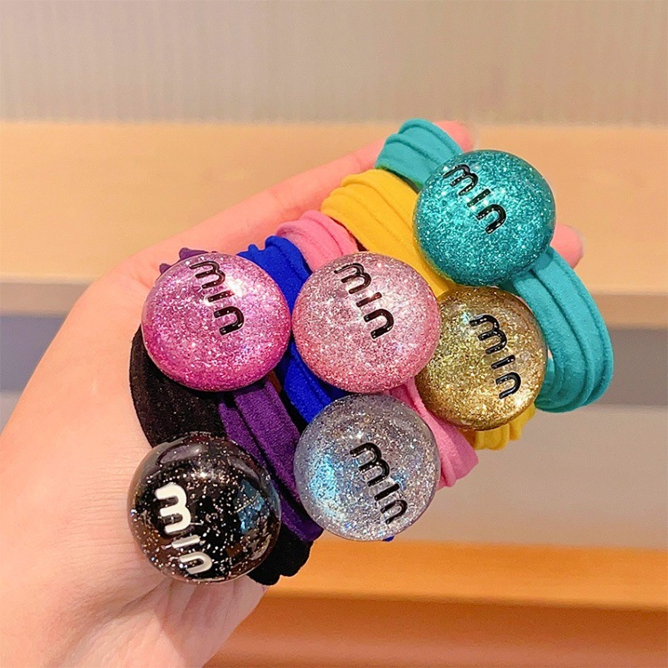 New children's hair tie band, Korean-style, cute, high-elasticity, durable, high ponytail, colorful hair tie headwear details Picture