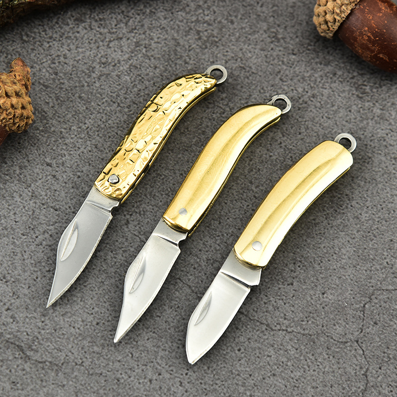 Mini pocket knife, keychain folding knife, brass knife, portable knife, express delivery opening knife, portable fruit knife full figure