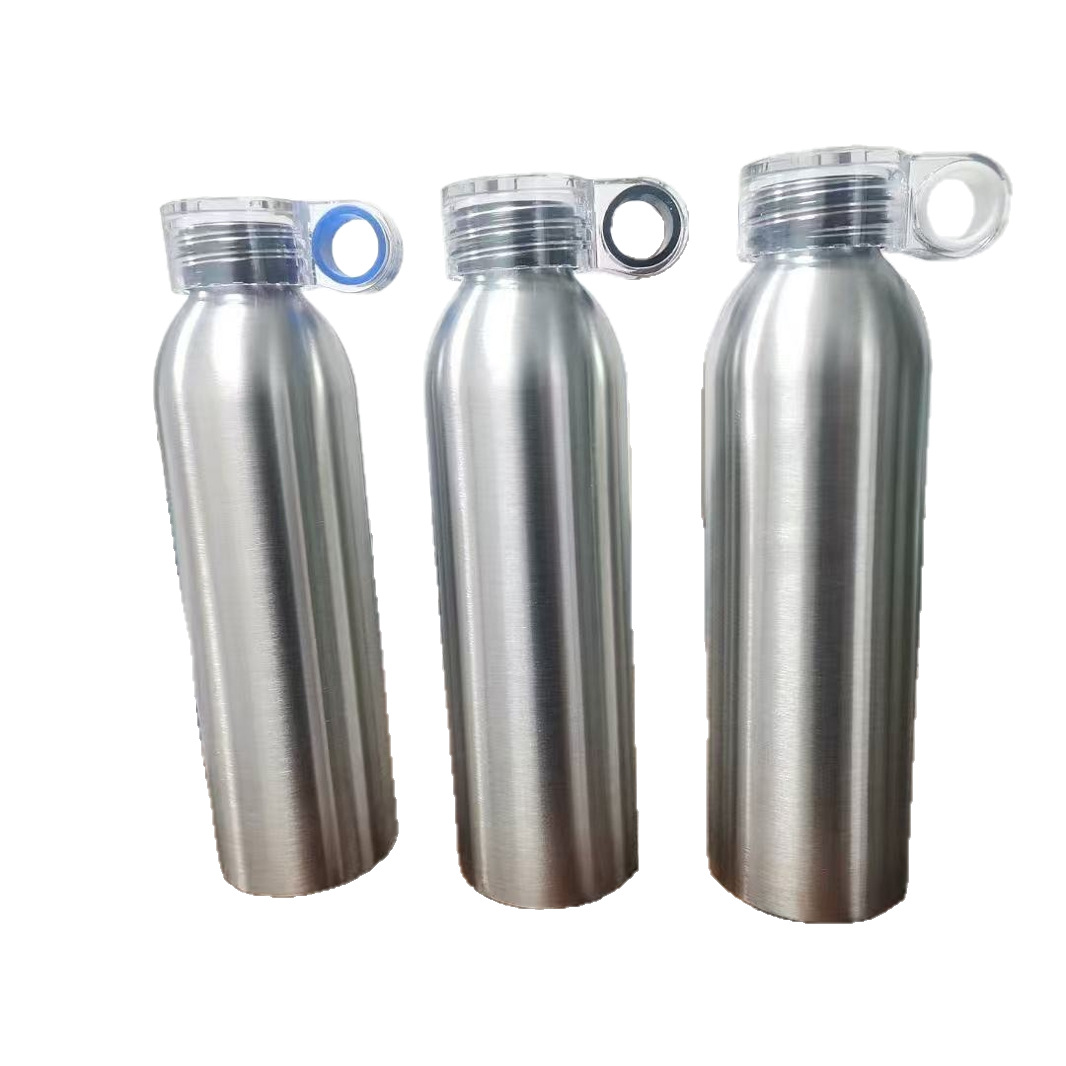 Cross-border best-selling single-layer stainless steel sports water bottle with hand-held lid, American-style large mouth, portable for outdoor mountain climbing and travel Item Picture