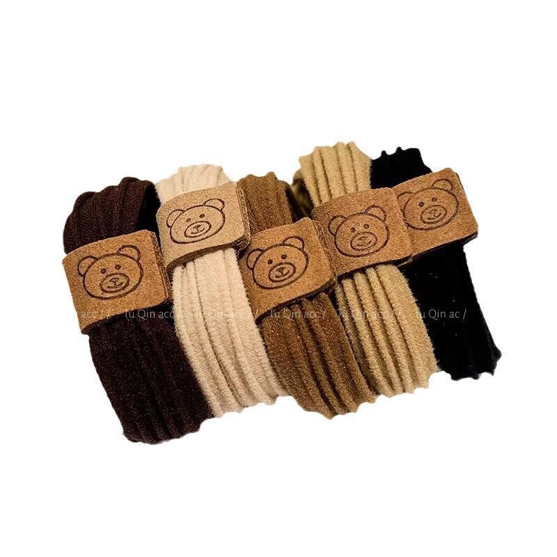 Simple, high-elasticity bear hair tie, elastic band, women's hair tie, durable high ponytail headwear, hair tie and leather cover, 2023 Item Picture