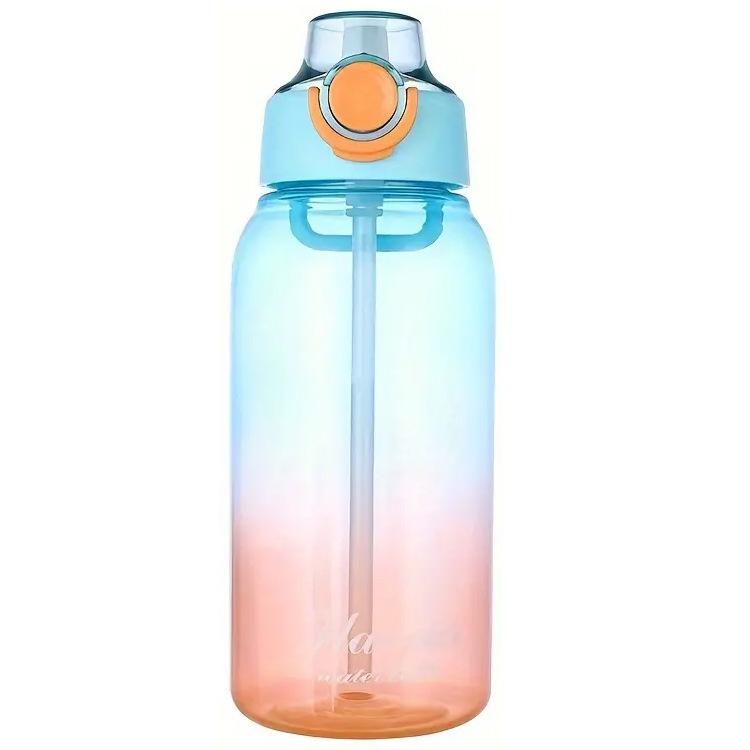 E-commerce Playful Fruit-flavored water Bottle 1L, 0 sugar 0 calories, extracted fragrance straw, two-color gradient plastic water cup, male and female student cups Item Picture