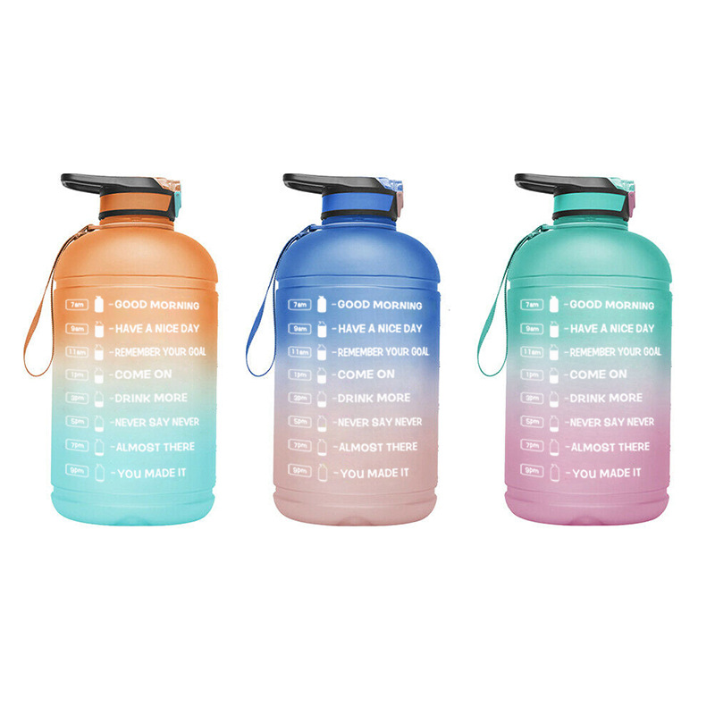 Amazon's best-selling two-color gradient 3.78L creative sports water bottle, 1-gallon printable plastic fitness large water bottle details Picture