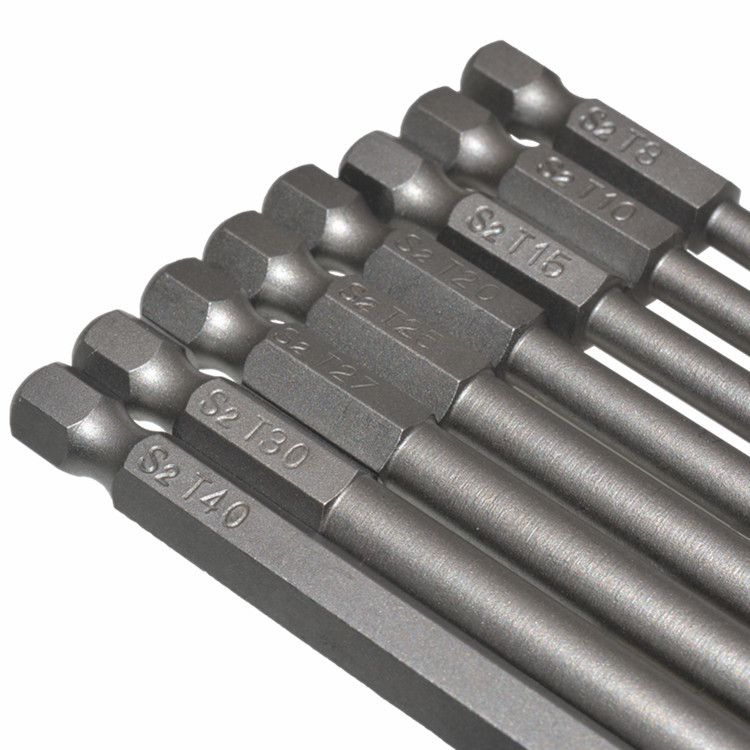 8-piece set of hollow screwdriver bit, hexagonal plum blossom center hole screwdriver bit, S2 alloy steel material, 200mm details Picture