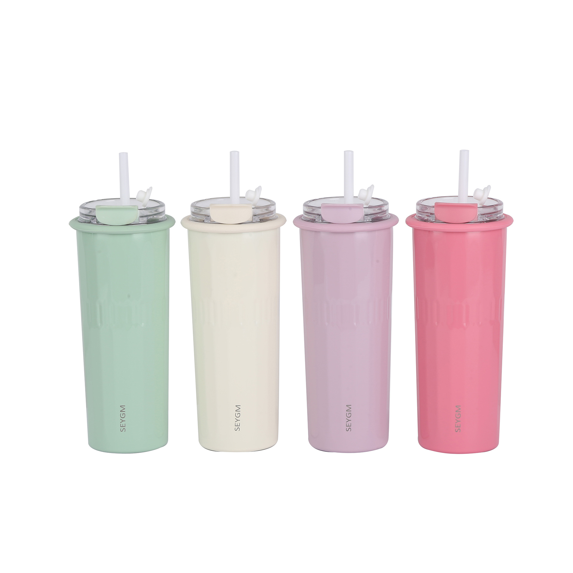 New double-drink coffee cup, large-capacity 304 stainless steel convenient straw insulated cup, high appearance level business gift cup Item Picture