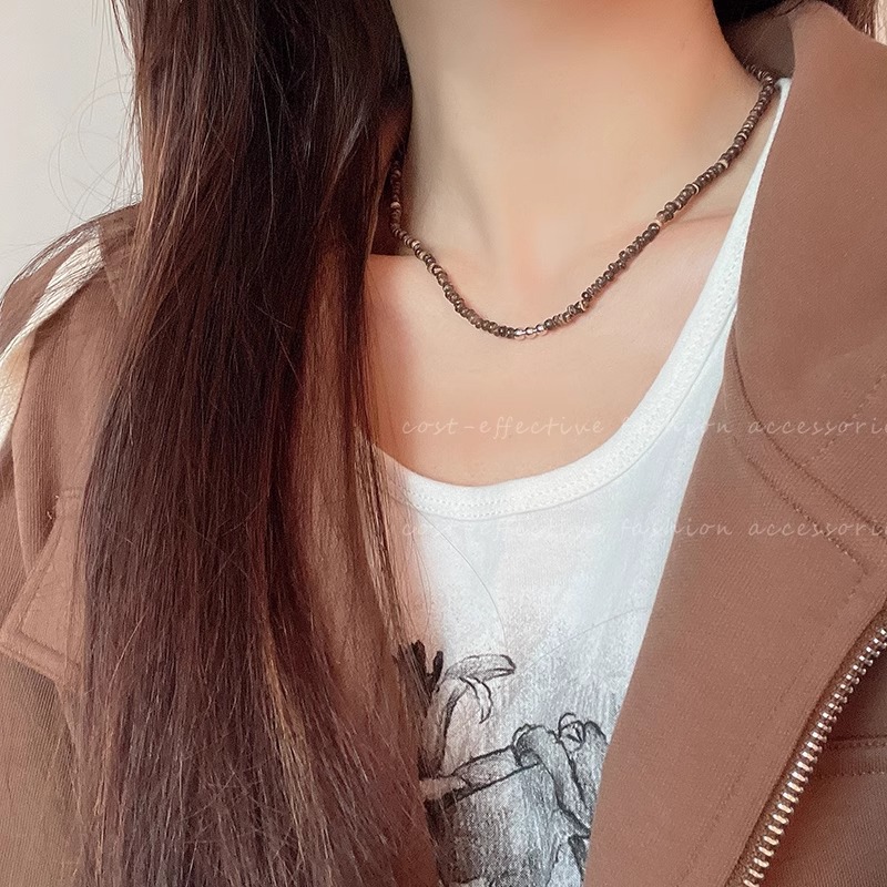 New Chinese-style retro beaded necklace for women in autumn 2025, new irregular-shaped pearl collarbone chain, cold style necklace trend Specification drawing