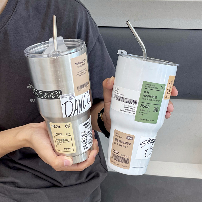 Bingba Cup 304 food-grade car cup, portable cup, dual-purpose for cold preservation, summer coffee cup, stainless steel insulated cup full figure