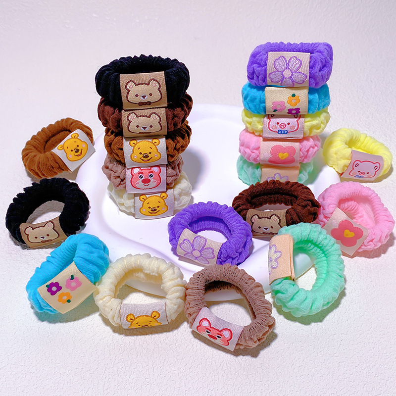 Children's hair tie, hair band, cartoon bear, no hair damage, high-elasticity rubber band, simple ponytail tie, hair tie, hair accessory Specification drawing