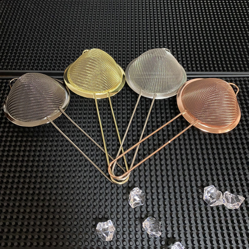 Stainless steel conical filter screen cocktail mixing ice filter, specially designed for bar bartenders, triangular double-layer filter details Picture