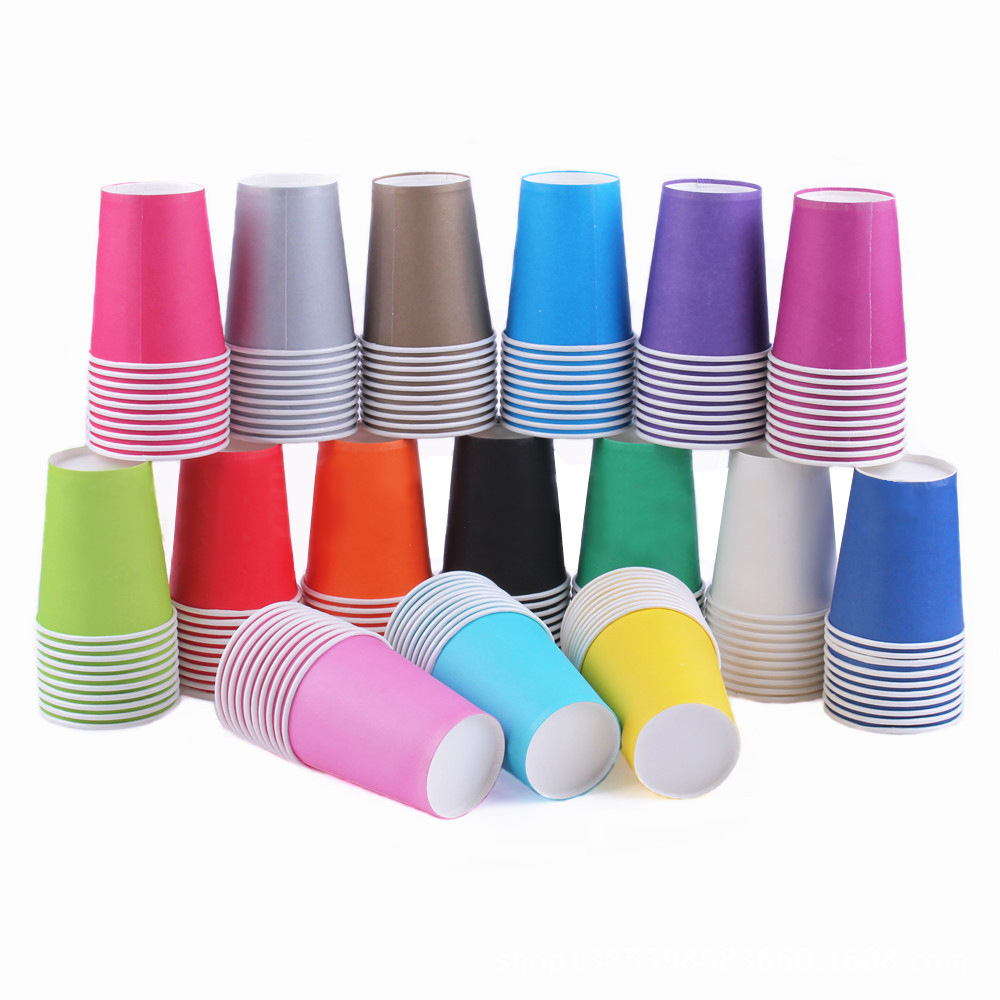 Disposable paper cups for children in kindergartens, DIY handmade colored paper cups, 250ml, can be printed with logos Item Picture