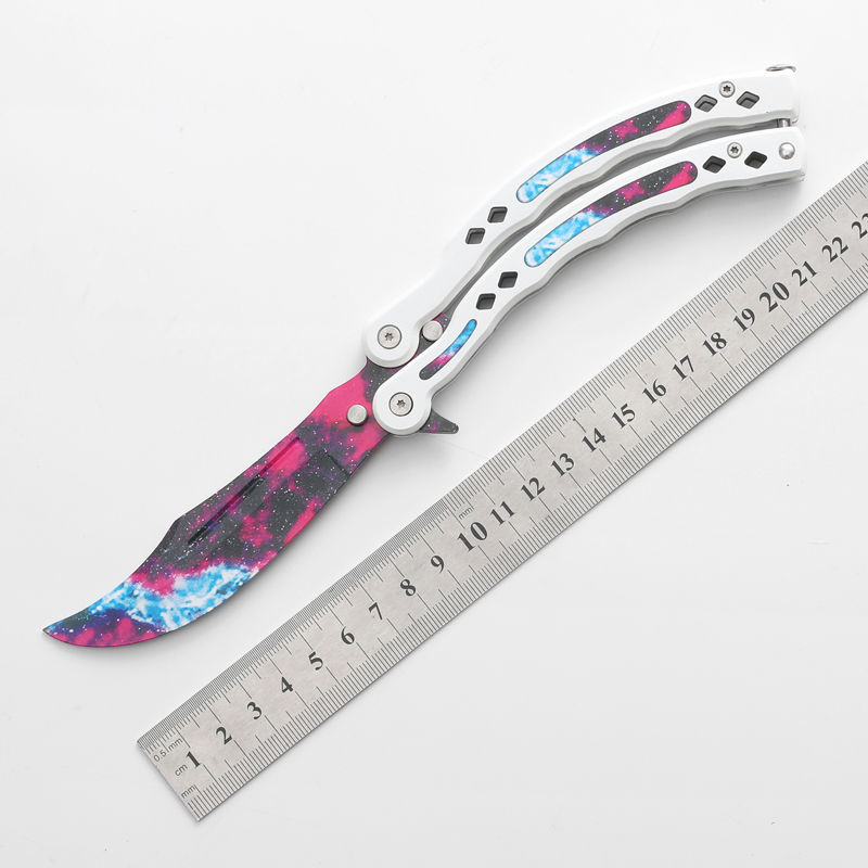 csgo Butterfly Knife, Swinging hand Knife, portable folding knife, peripheral outdoor practice knife, toy knife, all-steel unedged tactics undefined