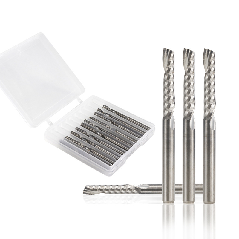 Wholesale of new cross-border 3.175-handle single-slot helical planer head CNC milling cutters and 1-slot end milling cutters Specification drawing