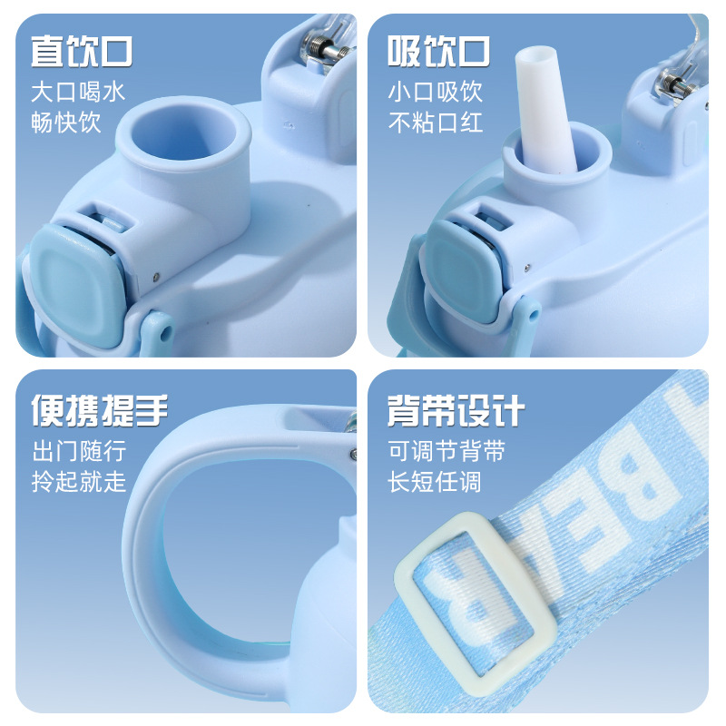 Summer high appearance level student water cup, large-capacity sports water bottle, popular straw, big-bellied cup, cartoon plastic cup customization Application Scenario