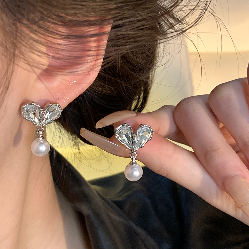 S925 Silver needle exquisite zirconium pearl stud earrings, versatile and high-end earrings for women, wholesale of internet-famous best-selling earrings details Picture