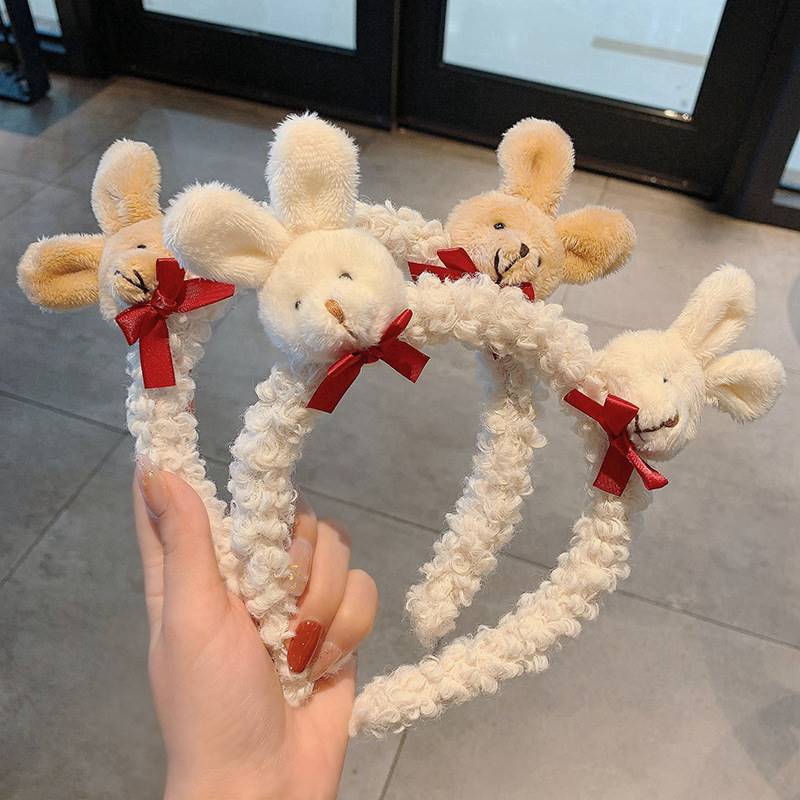 Little Bear Rabbit face wash hair band for women, simple lamb hair band, versatile for going out, anti-slip hair clip, hair band, hair accessory full figure