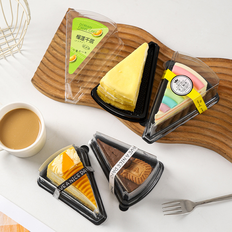 Thickened triangular mousse box, transparent anti-fog durian and mango multi-layer packaging box, rainbow-cut cake box details Picture