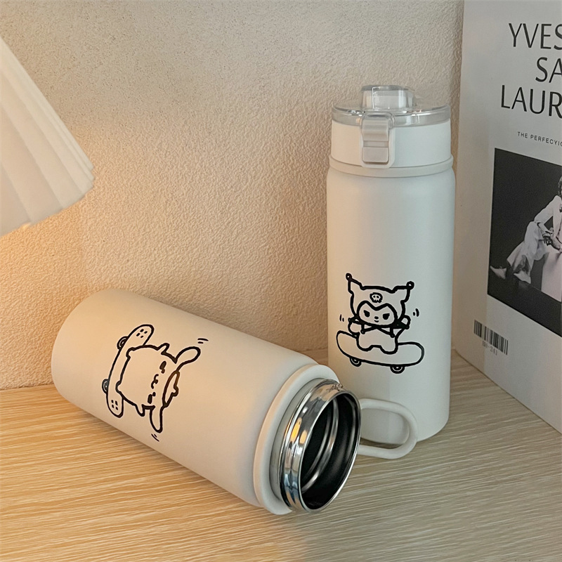 Korean style Instagram cartoon cute water cup, stainless steel hot water cup with lock, universal thermos cup for offices and schools Specification drawing