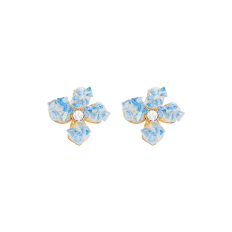 S925 Silver Needle Super Ethereal Gradient Crystal Flower Earrings for Women, a niche high-end design sense, versatile earrings wholesale Item Picture
