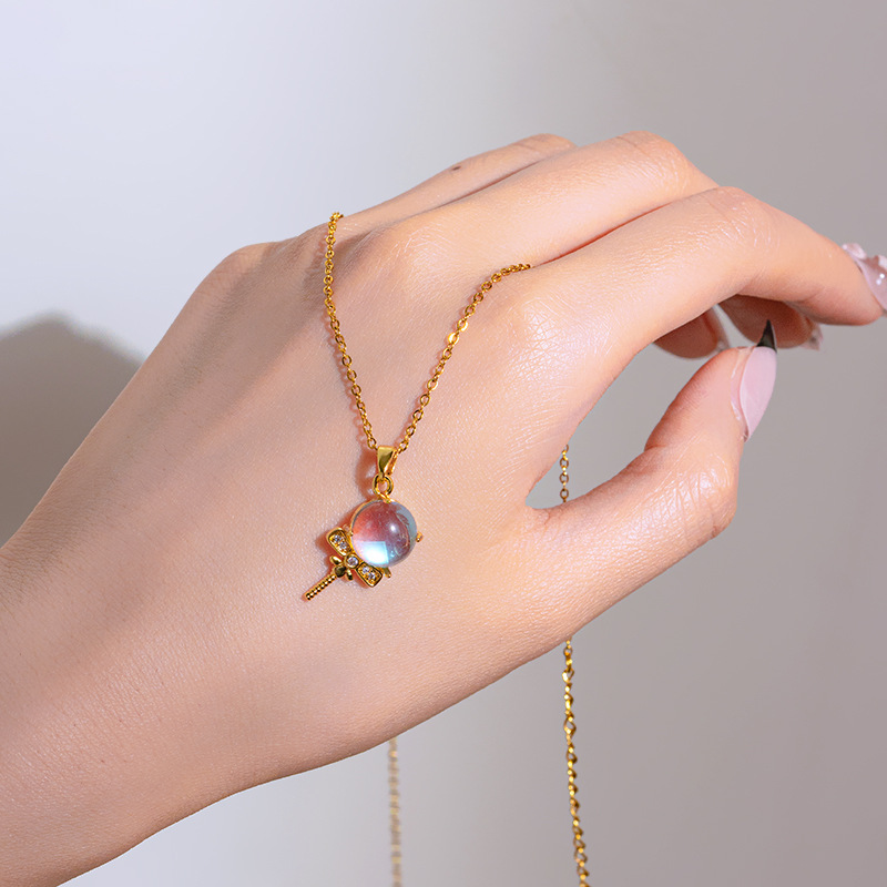 Fashionable and high-end, colorful lollipop necklace, women's niche design, simple collarbone chain, versatile titanium steel jewelry for Internet celebrities details Picture