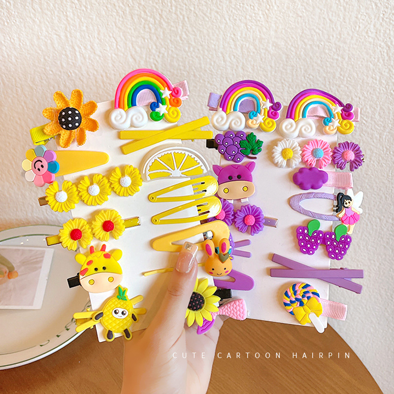 Children's hairpins, cute cartoon hair clips, girls' hairpins, Korean-style flower bb clips, baby hair accessories, bangs clips for girls Specification drawing