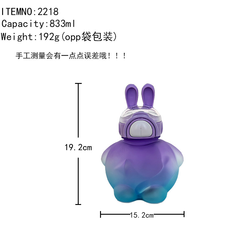 New, cute rabbit, big-bellied cup, straw, strap, plastic water cup and large-capacity water bottle from the manufacturer for cross-border e-commerce Application Scenario