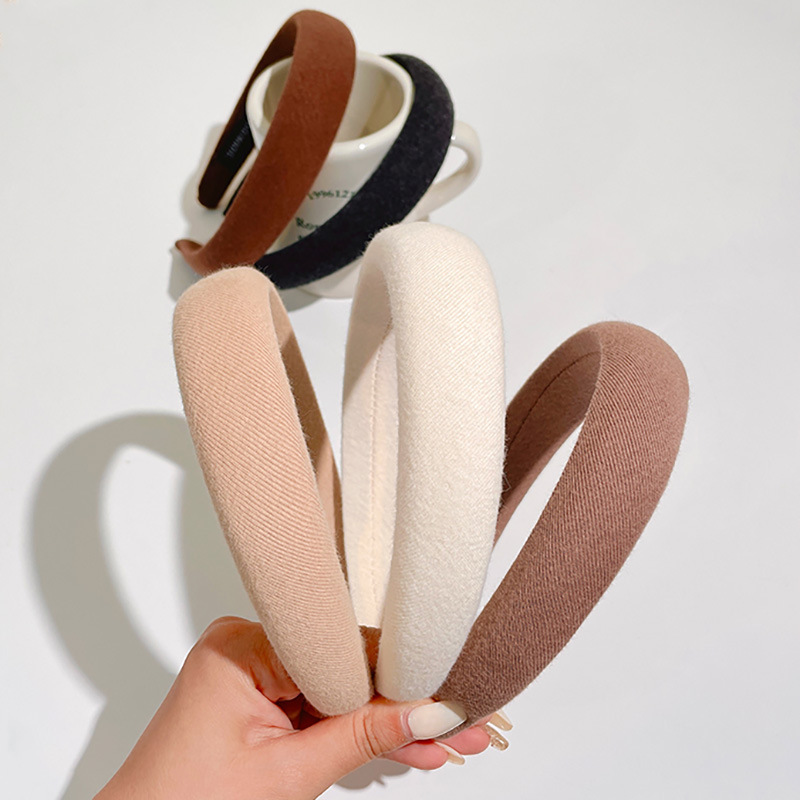 Korean style ins milk coffee sponge hairband, simple and elegant for women, high top hairpin, popular facial cleansing headband wholesale details Picture
