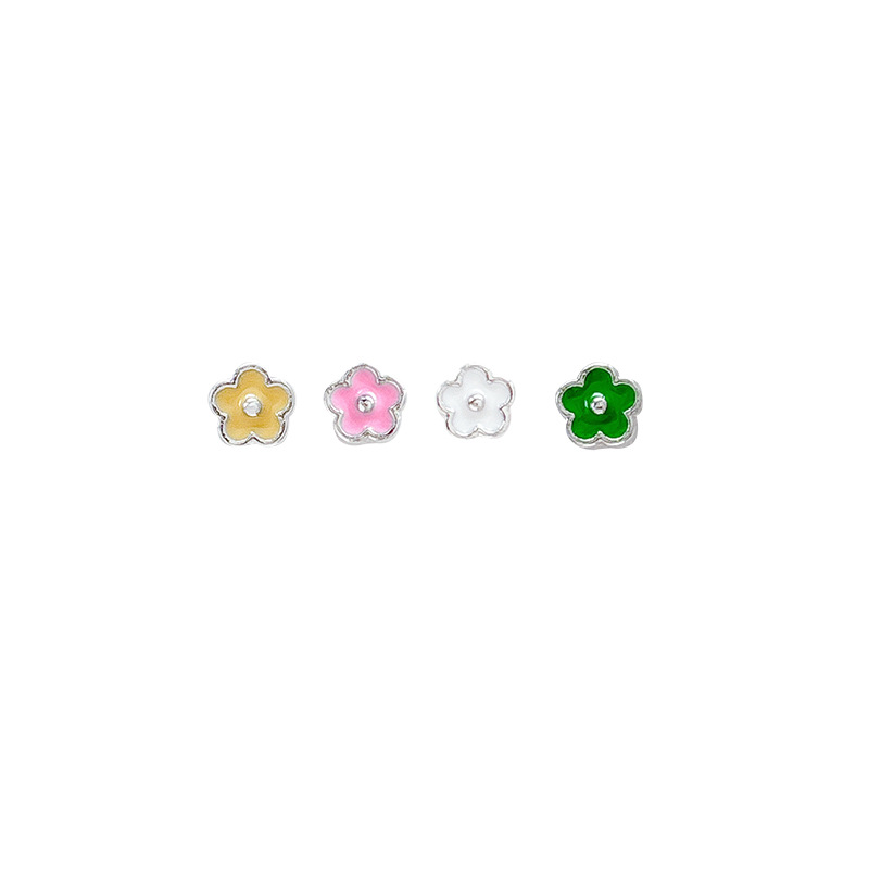 Four-piece set of flower earrings for women, mini, delicate, fashionable and versatile stud earrings, simple and trendy colorful personalized earrings Item Picture