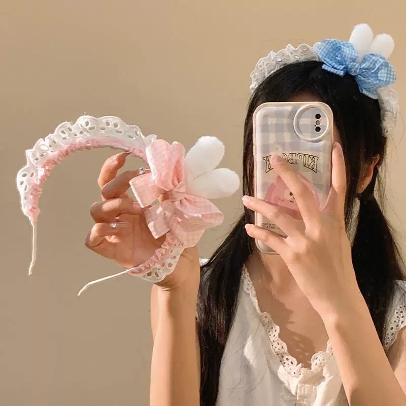 Sweet and cute lace Lolita rabbit ear headband, handcrafted maid, versatile design, girlish headband hair accessory Application Scenario