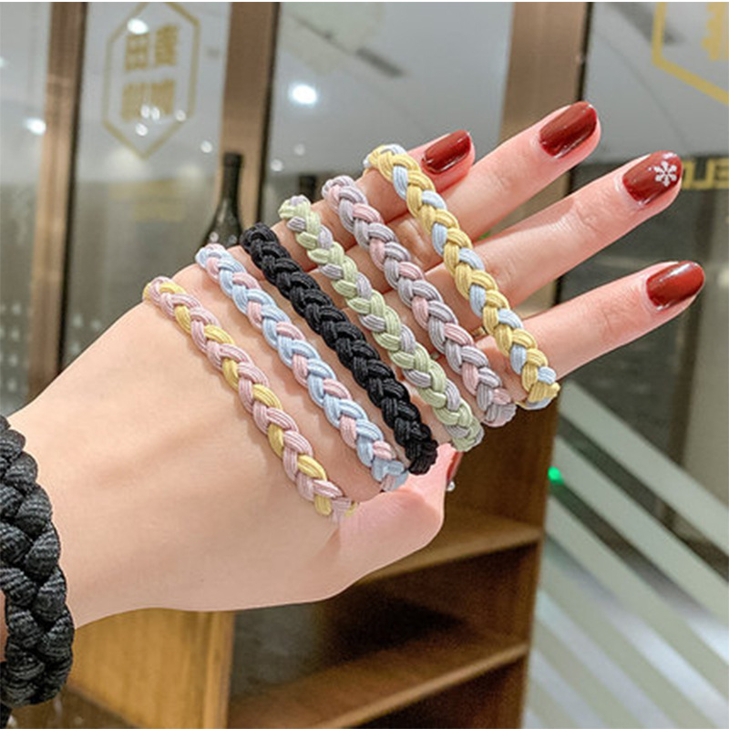 Wholesale of leather bands, hair ties and hair bands. Simple woven hair ties with high elasticity and high ponytail. Summer hair ties and bracelets that don't tighten the head Specification drawing